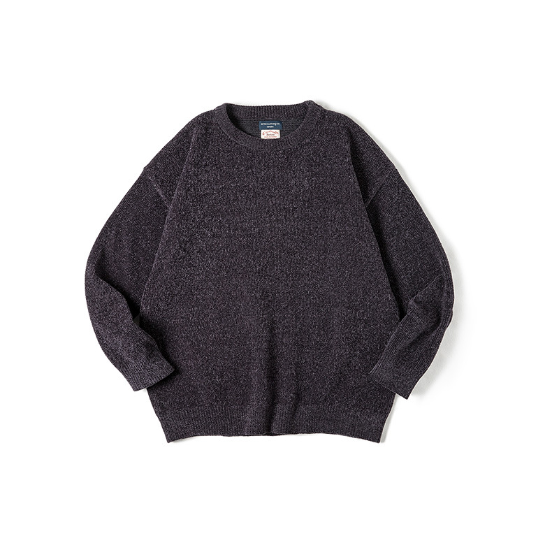 Maden Casual Chenille round Neck Sweater Warm Skin-Friendly Bottoming Sweater Lazy Top
