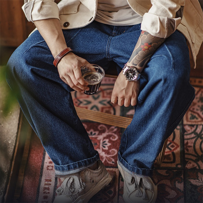 Autumn American retro men's loose straight leg casual jeans