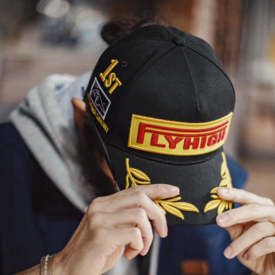 American F1 Champion Embroidered Flat Brimmed Black Baseball Cap