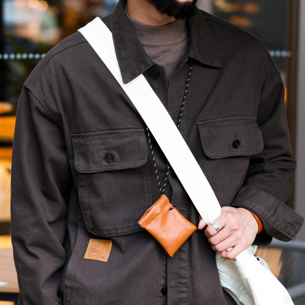 Cotton workwear jacket men's loose four pocket style, paired with a tough guy logging jacket