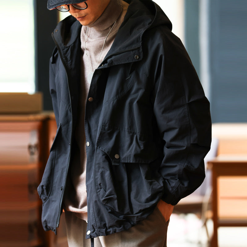 Retro mountain style workwear jacket, loose sports large pocket windproof hooded jacket
