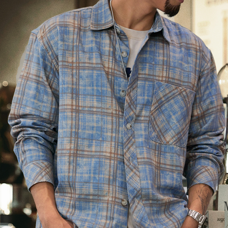 American Retro Checkered Men'S 2025 Autumn New Loose Long Sleeved Shirt