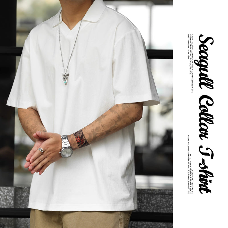 Summer 200g men's cleanfit loose commuting seagull collar polo shirt