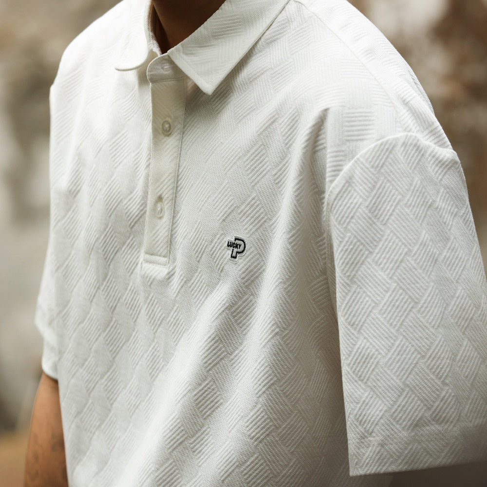 American casual 200g men's checkered embroidered short sleeved polo shirt