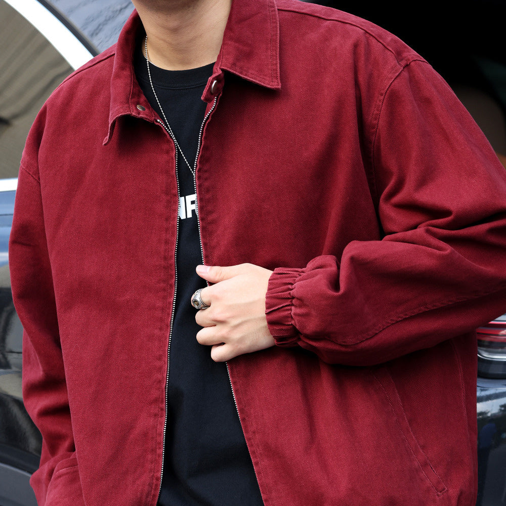 Gray style Ankola red jacket men's casual cleanfit lapel Harrington jacket