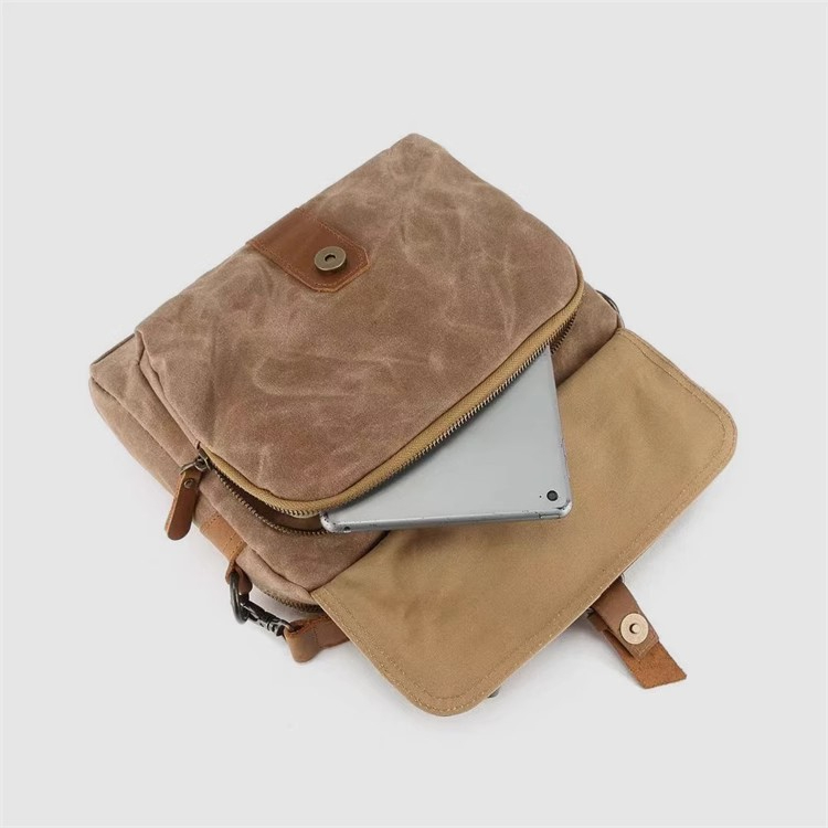 American retro men's camouflage oil wax canvas casual crossbody bag