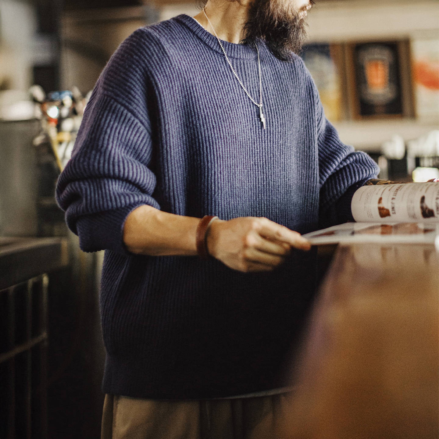 American Blue Pit Stripe Round Neck Pullover With Hanging Stripe Top