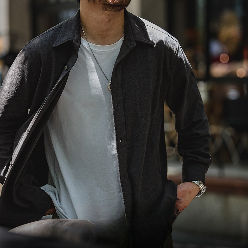 Maden Casual Starry Sky Pattern Solid Color Polo Collar Shirt Shoulder Bandage Dress Long Sleeve Shirt Coat