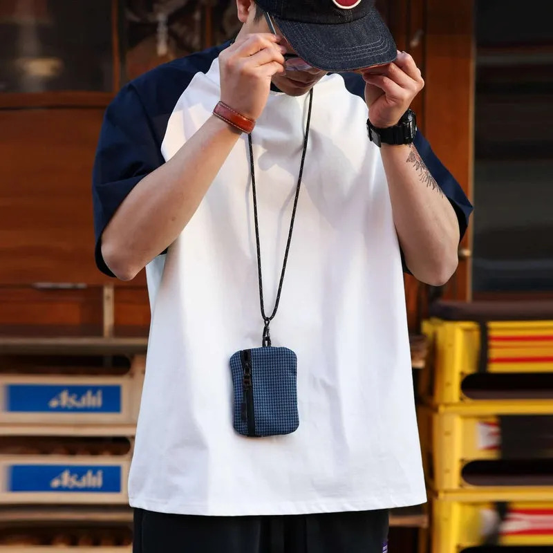 American 305g contrasting color men's casual loose sports T-shirt