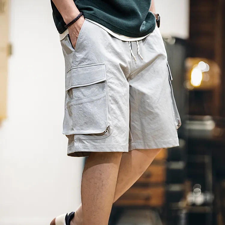 American casual large pocket men's loose straight shorts