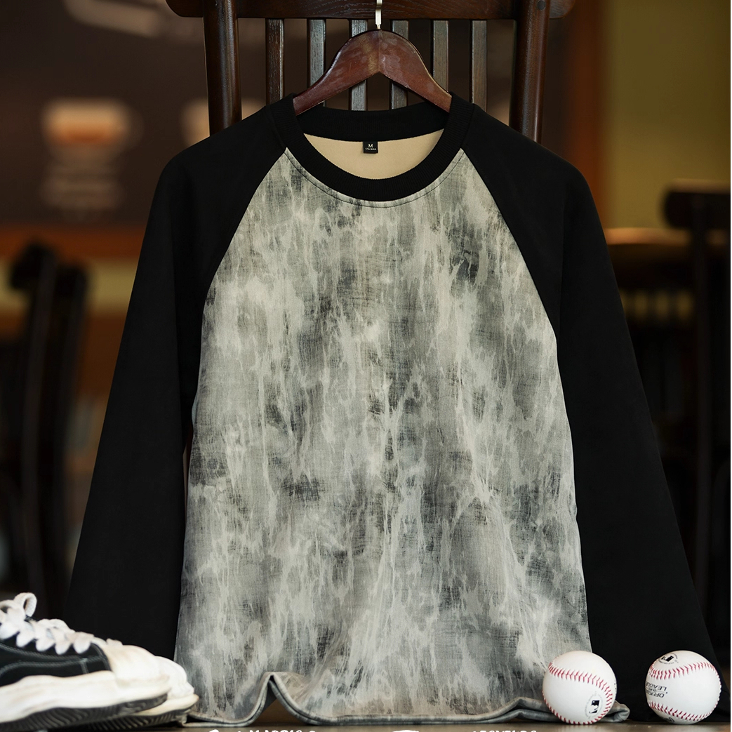 American Marble Patterned Men'S 360g Contrasting Long Sleeved Sweatshirt