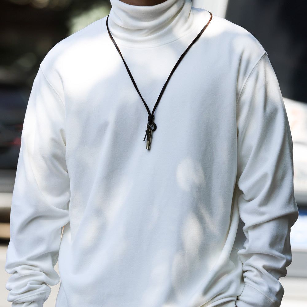 Double sided one-piece Australian fleece high neck base shirt 300g brushed casual long sleeved T-shirt