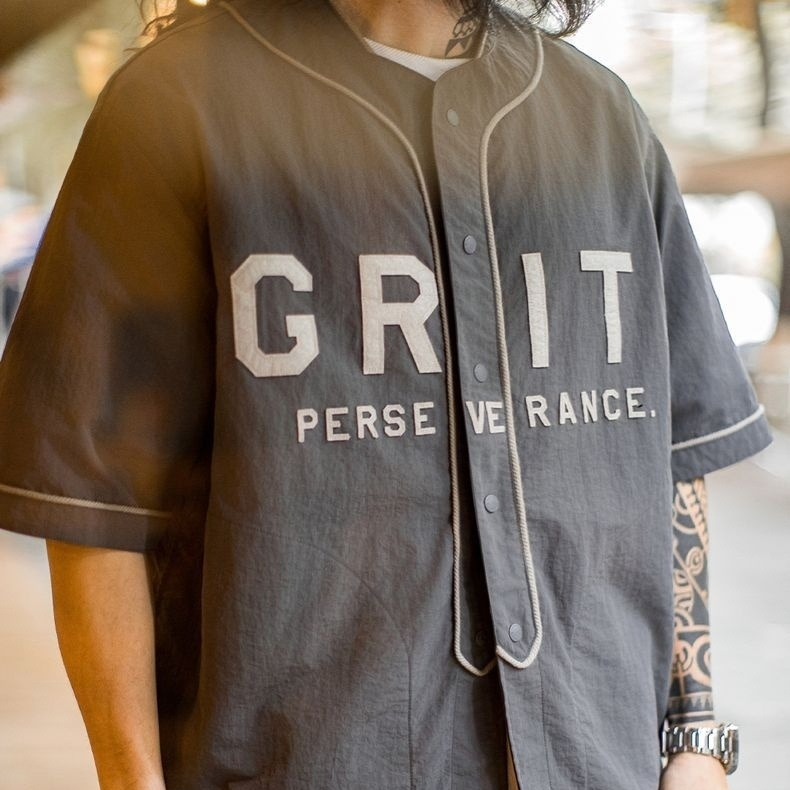 Summer American casual GRIT printed short sleeved shirt