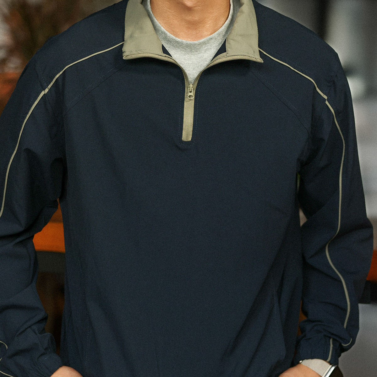 American retro half zipper stand up collar men's thin breathable outdoor casual sports jacket