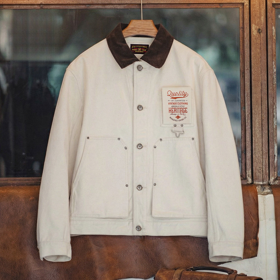 American Cotton Seed Shell J22 White Lapel French Corduroy Collar Jacket