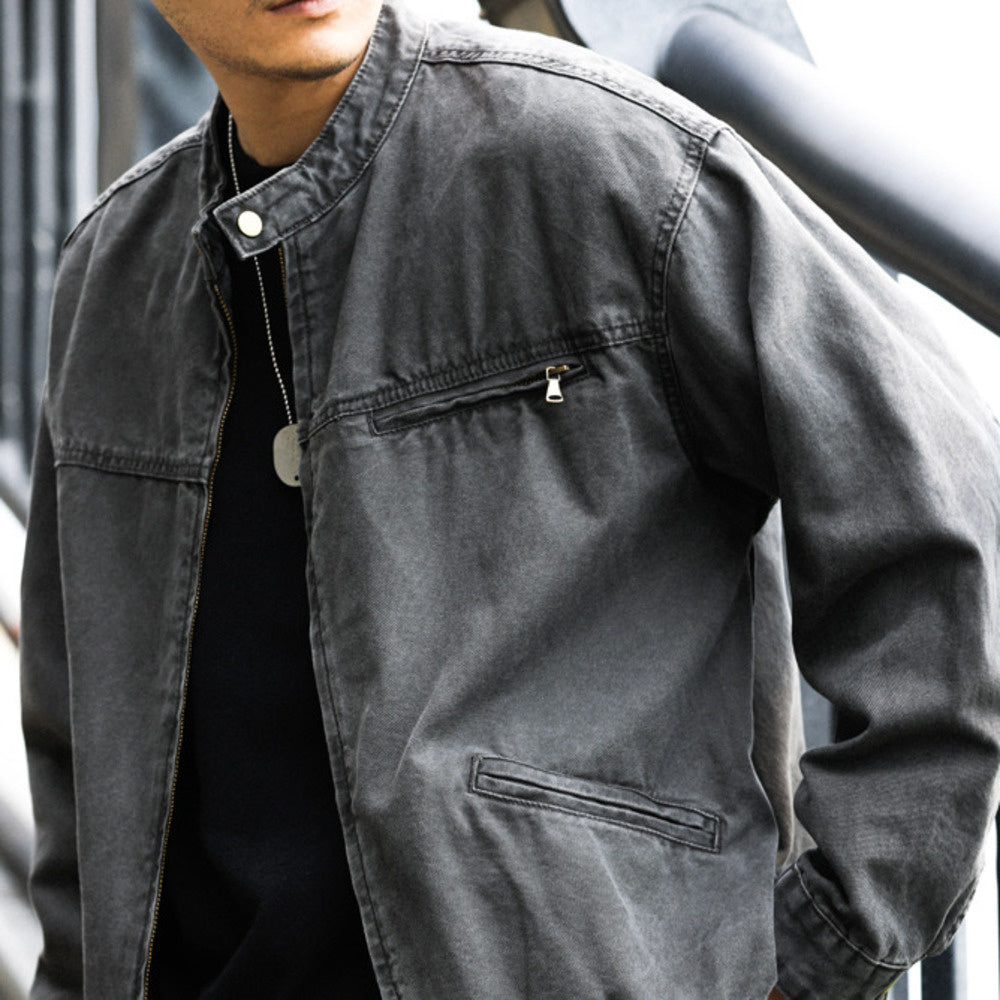 Vintage stand up collar Detroit jacket men's slightly wide canvas vintage outdoor tough guy workwear jacket