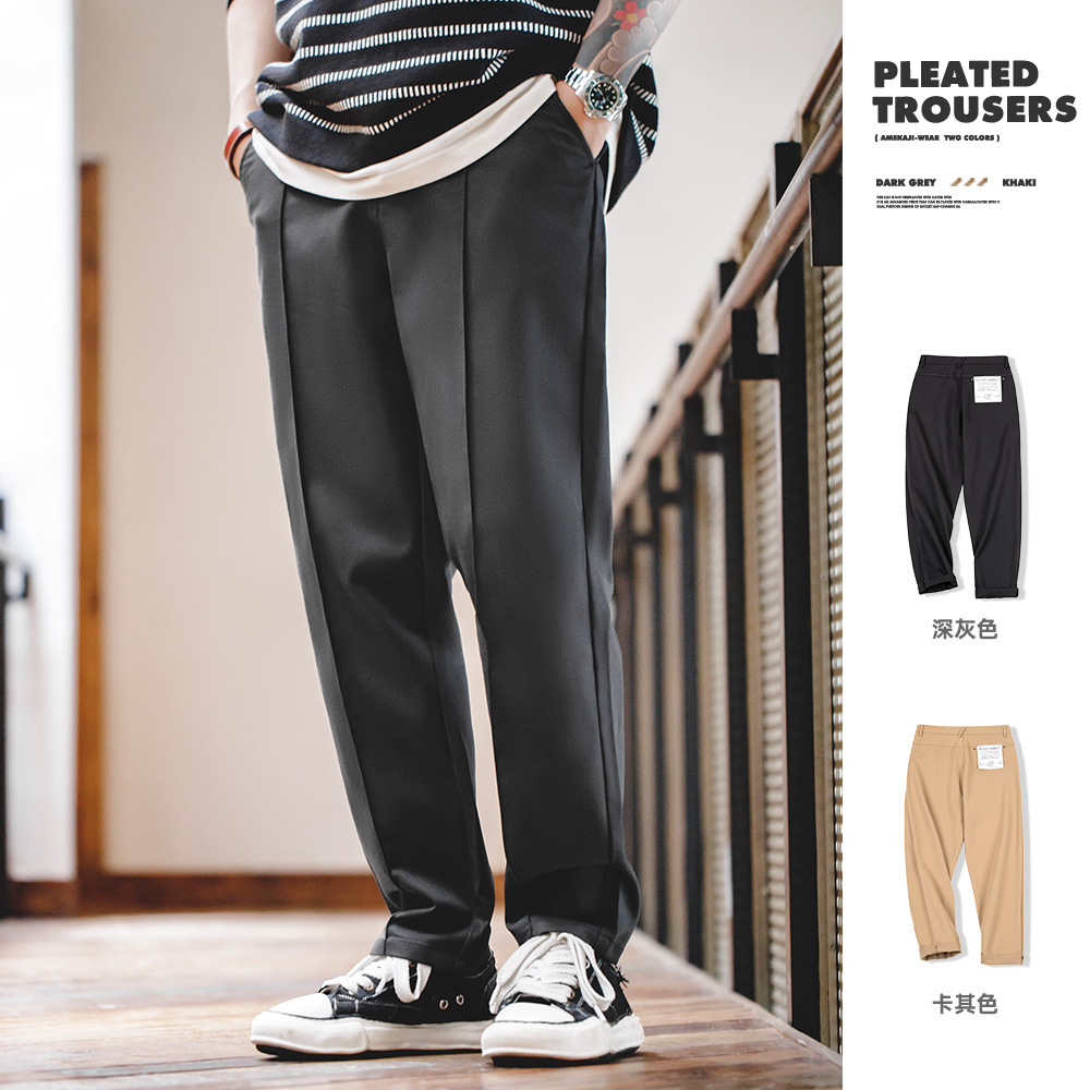 American Oversize Stripes Sweatpants Men Spring/Summer Waffle Loose High  Street Trousers Drawstring Strap Wide Leg Casual Pants