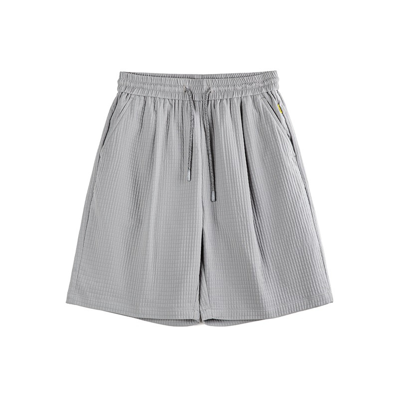 Maden casual three-dimensional small checkered silhouette shorts with a textured anti wrinkle straight leg quarterback pants