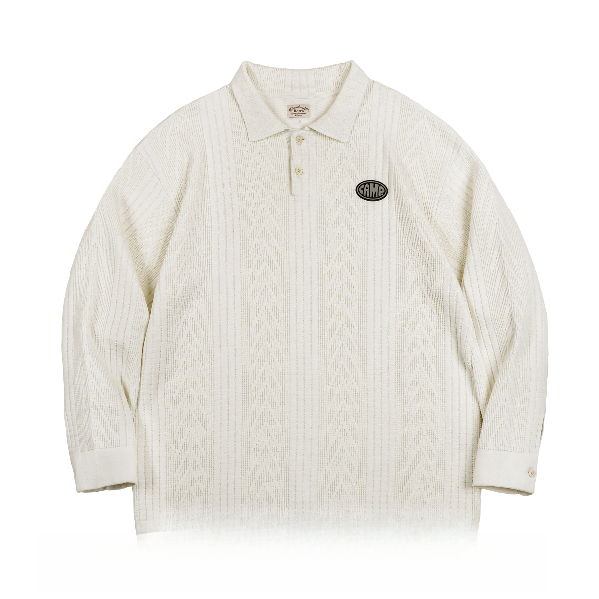 Madden jacquard knitted polo shirt preppy roll-neck pullover sweater