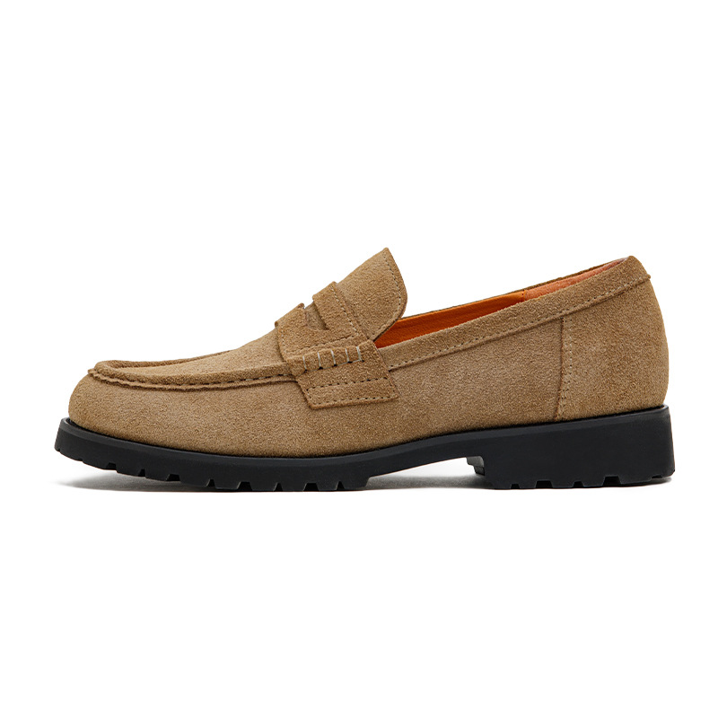 Old Money Style Men's 2025 New Leather Casual Flip Fur Leather Shoes
