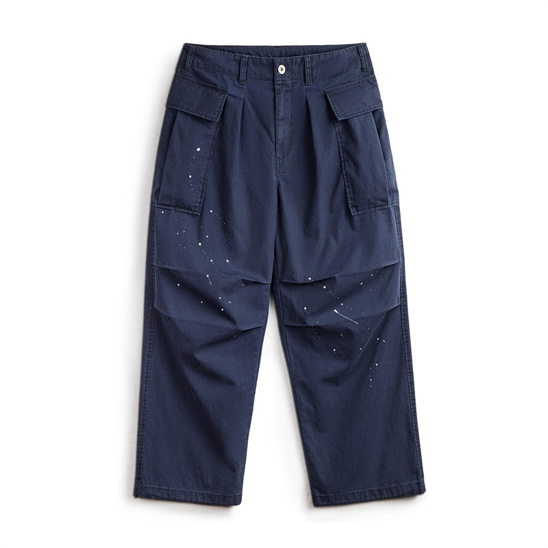 Maden made vintage ink double knee parachute pants oversized loose straight leg casual pants