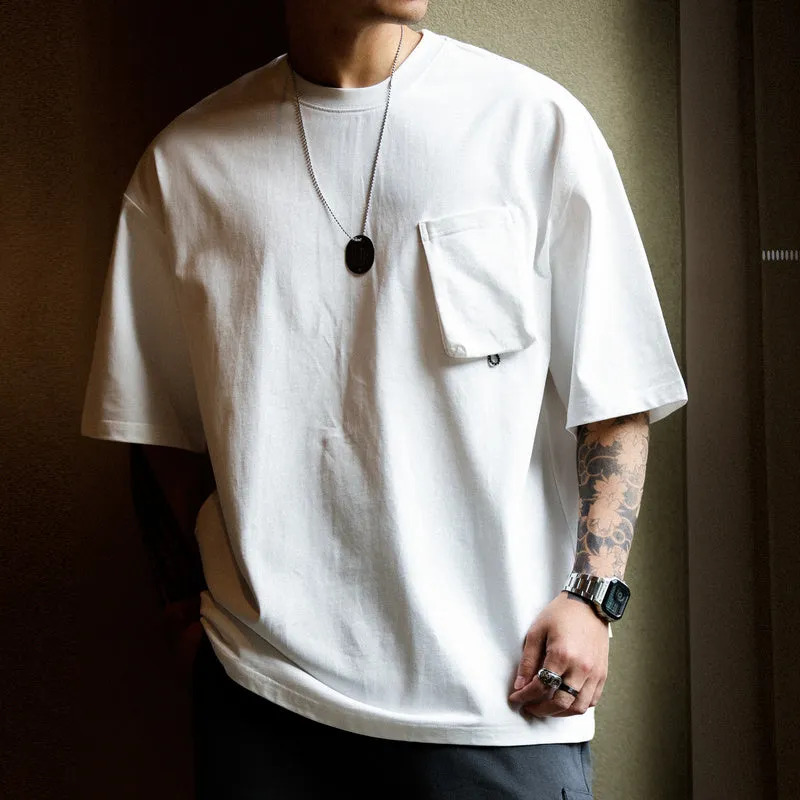 American casual pocket men's 260G round neck outdoor T-shirt