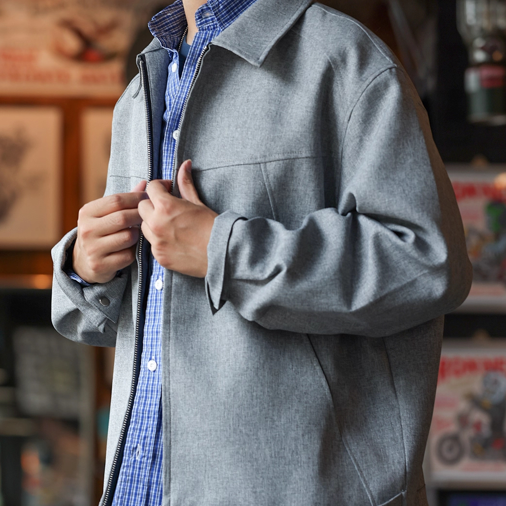 American Casual Gray Men's Short Clean Fit Commuter Collar Executive Jacket