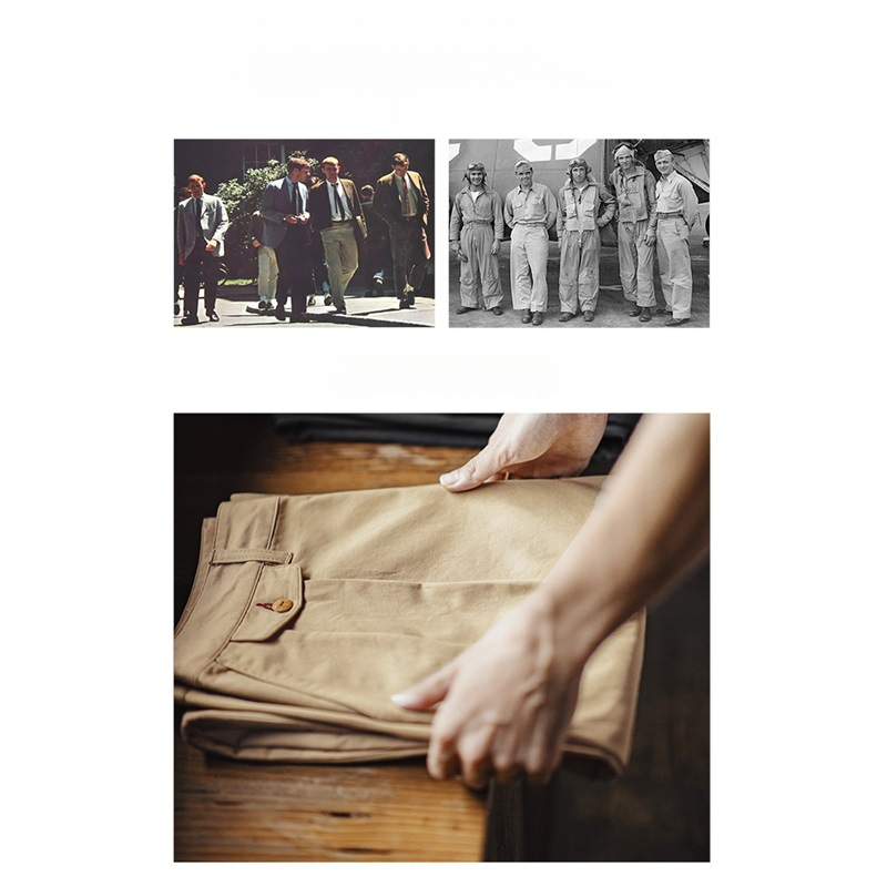 Maden vintage Chino casual pants vintage tapered pure cotton khaki straight leg pants