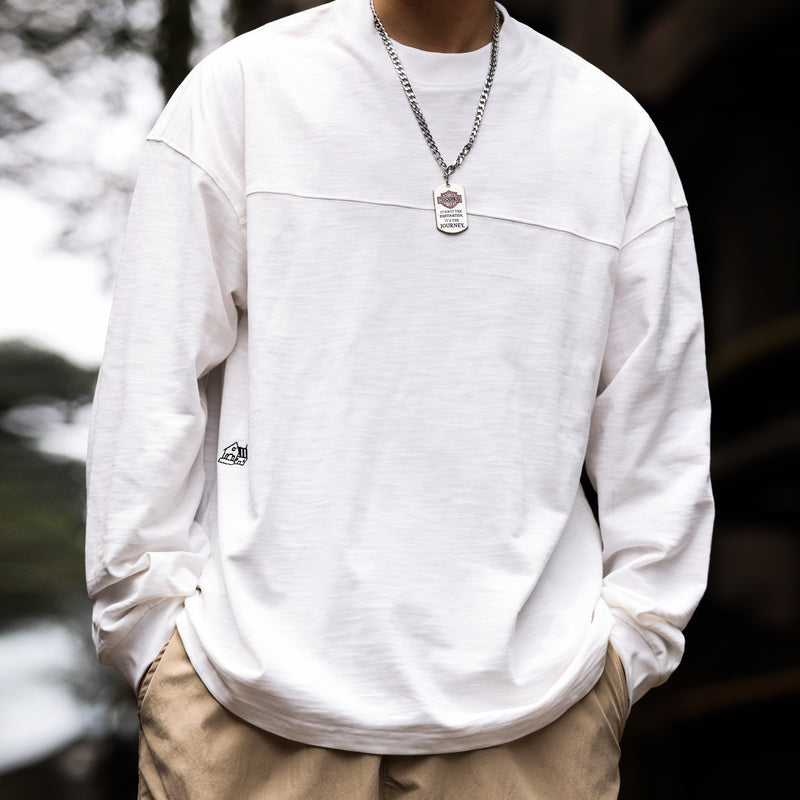 Casual 300g bamboo yarn long sleeved T-shirt with men's texture splici