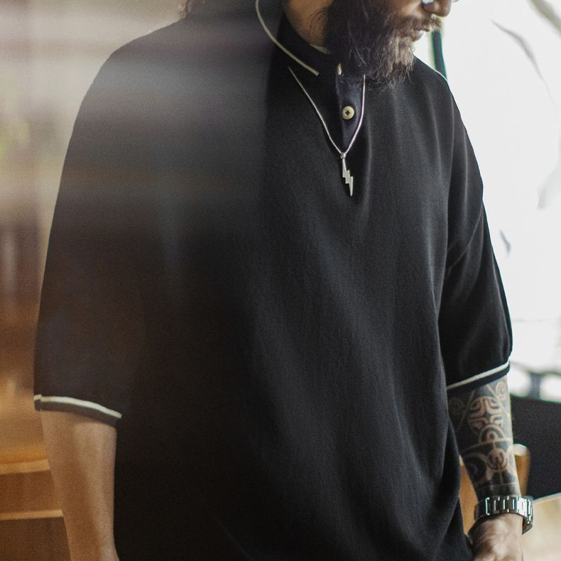 Summer American striped loose drape short sleeved polo shirt