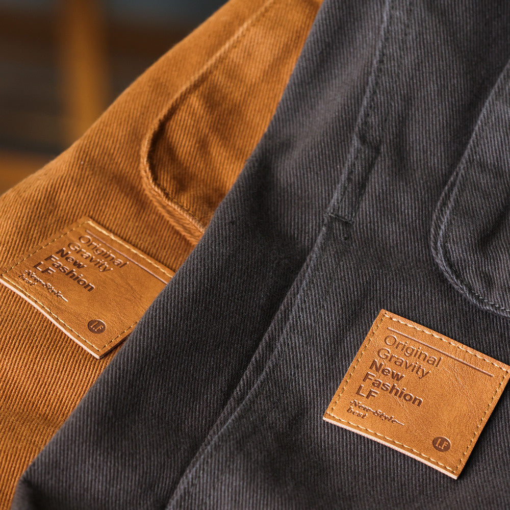 Cotton workwear jacket men's loose four pocket style, paired with a tough guy logging jacket