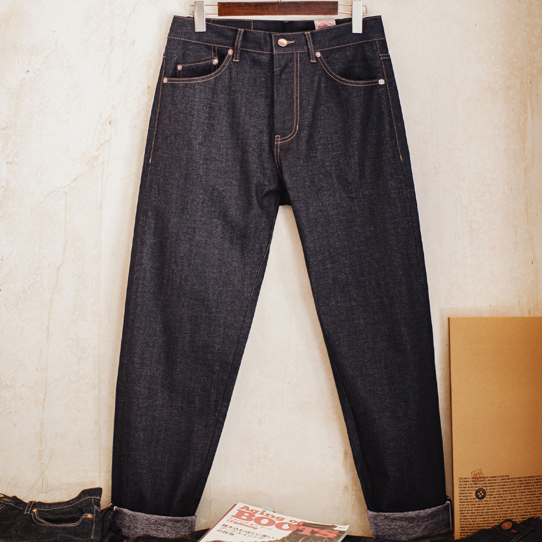 American Retro Micro Tapered Dark Straight Leg Casual Denim Jeans