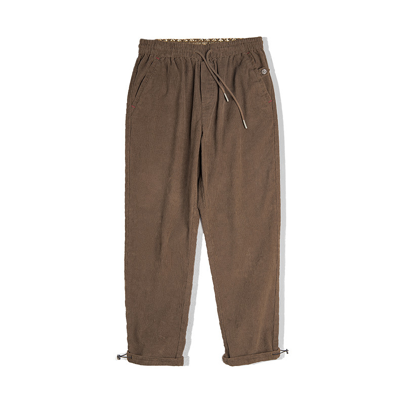 Maden American retro corduroy leggings with elastic waistband and straight leg casual pants