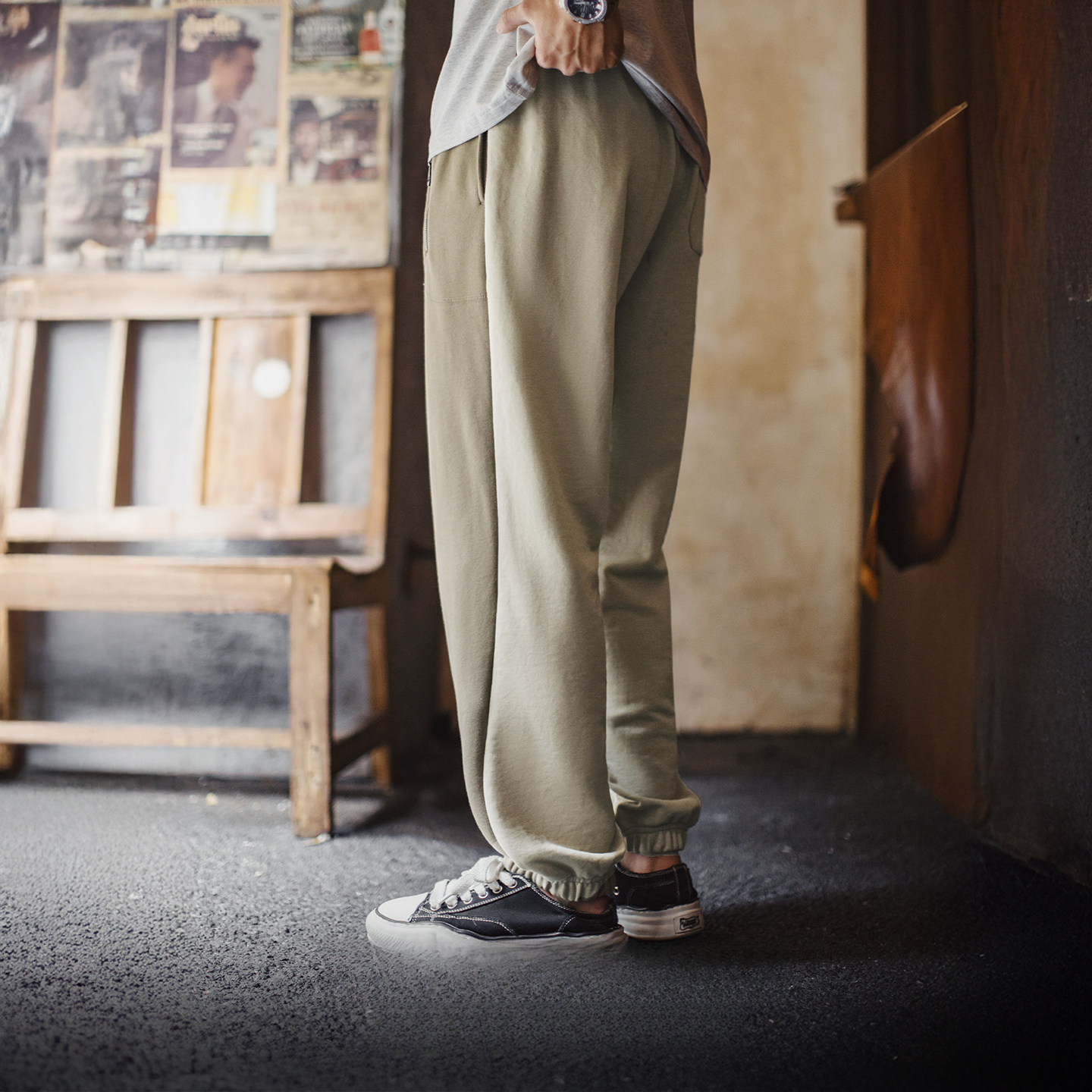 American Retro Patchwork Contrasting Color Ankle Sweatpants With Elastic Waistband And Sports Pants