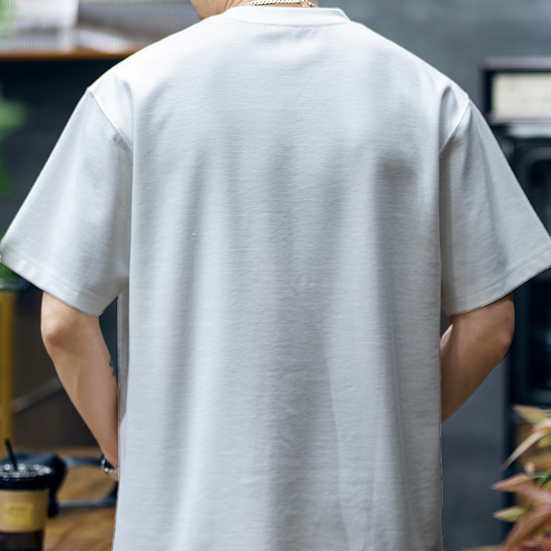 260g men's summer new trendy embroidered pocket loose casual T-shirt