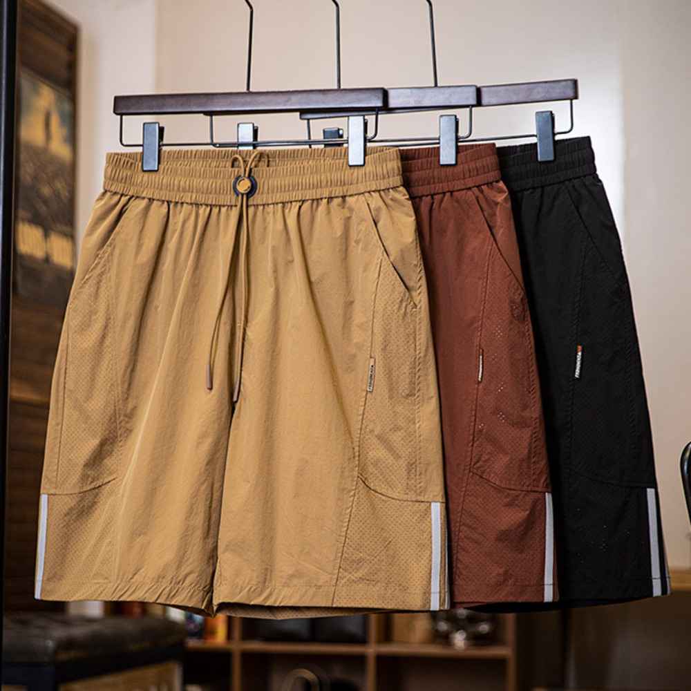 Summer men's lightweight outdoor reflective strip quick drying shorts