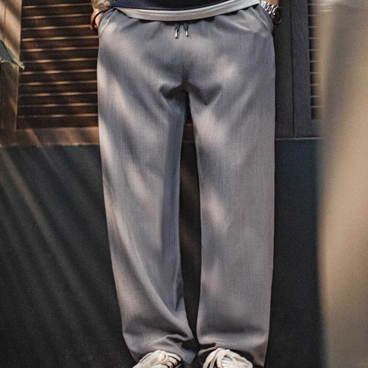 American casual cleanfit vintage grey commuting thin pants