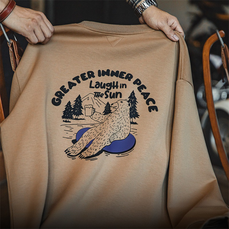 Maden casual air layer 3D letter printed hoodie illustration loose round neck long sleeved top