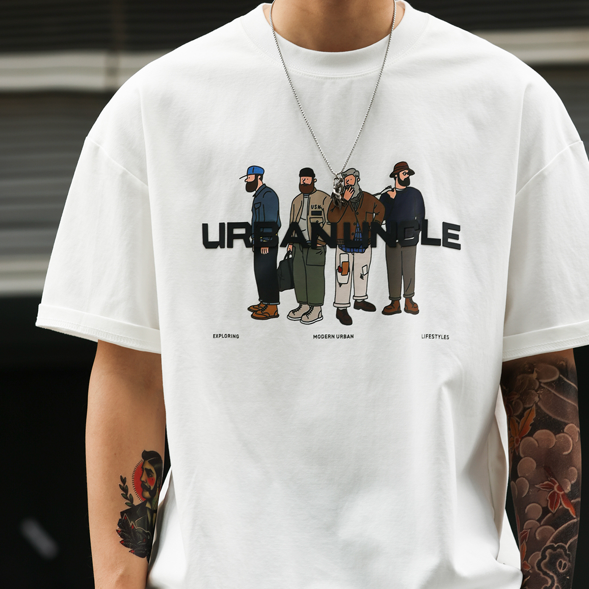 American casual printed men's summer 220g cotton short sleeved T-shirt