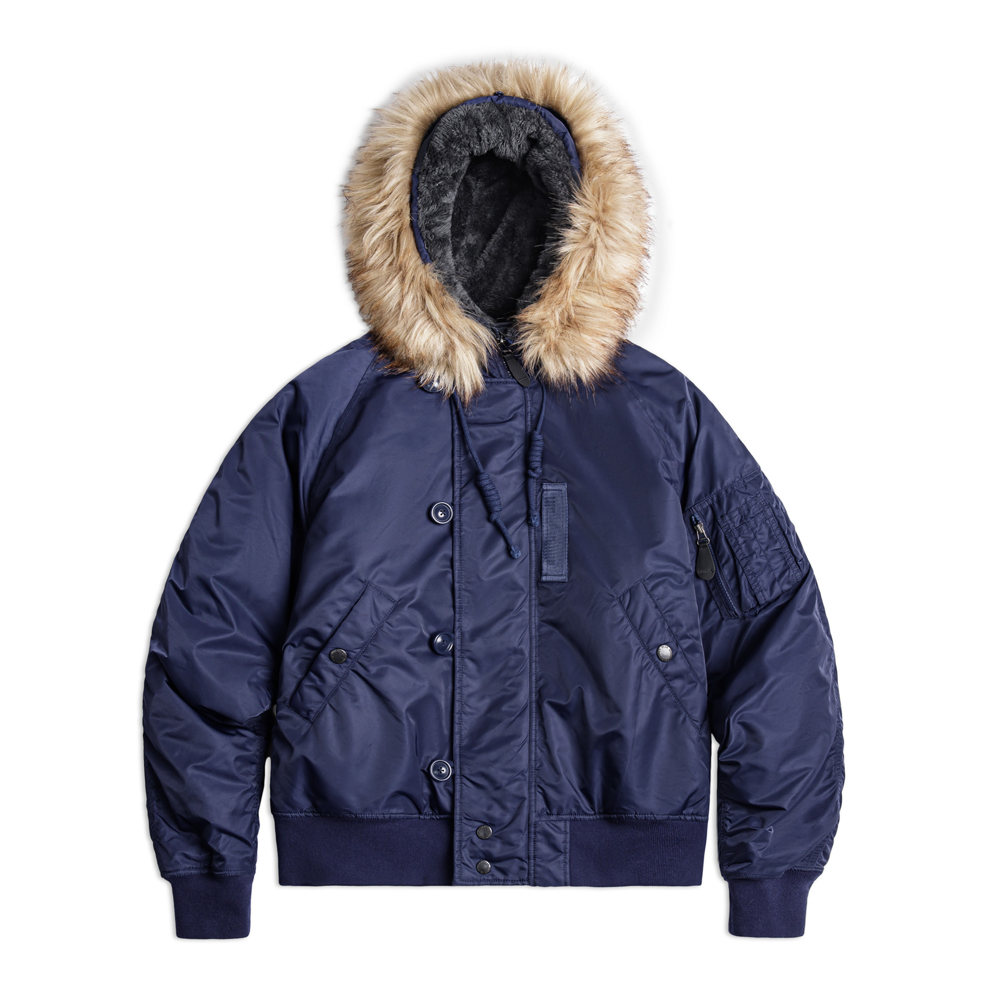 American Retro N2A Fur Collar Blue Men'S Short Cotton Jacket