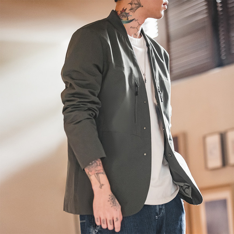 Maden Leisure Function All-Matching Jacket Commuter Non-Ironing Collarless Suit Jacket