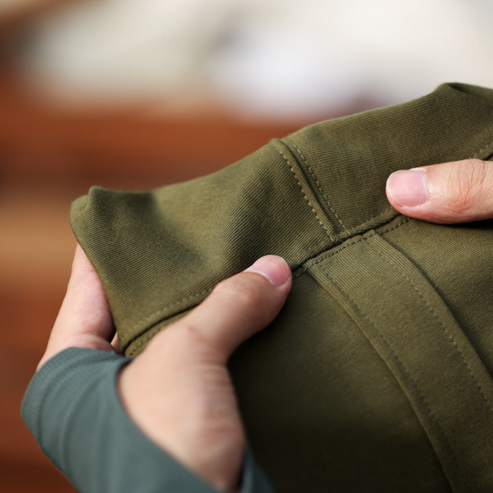 290g long sleeved T-shirt with line splicing sleeve cage, loose solid color round neck casual base shirt