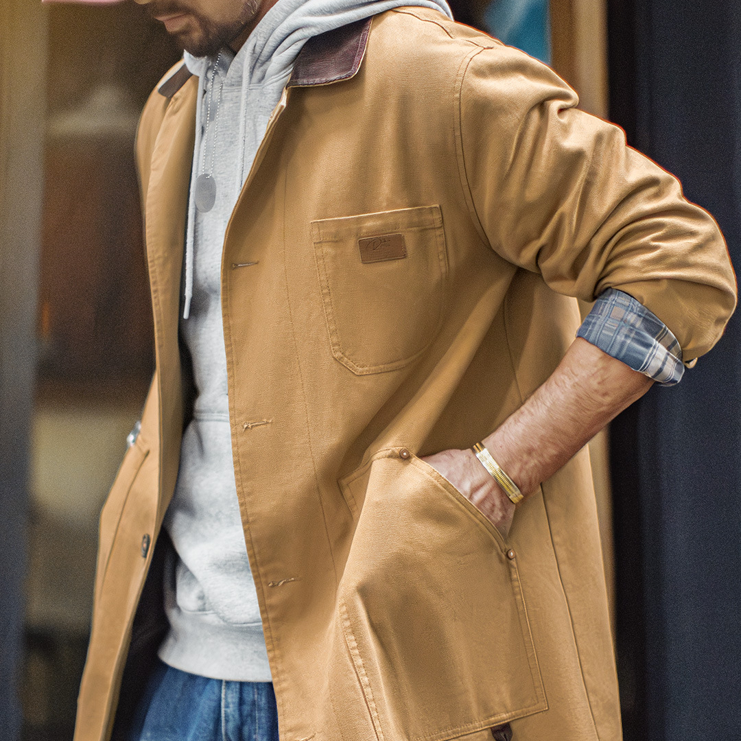 American Retro Michigan Khaki Barn Style Mid Length Jacket