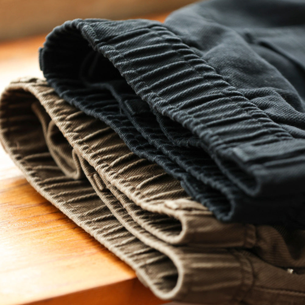 Washed pure cotton casual pants cleanfit basic commuting straight leg pants