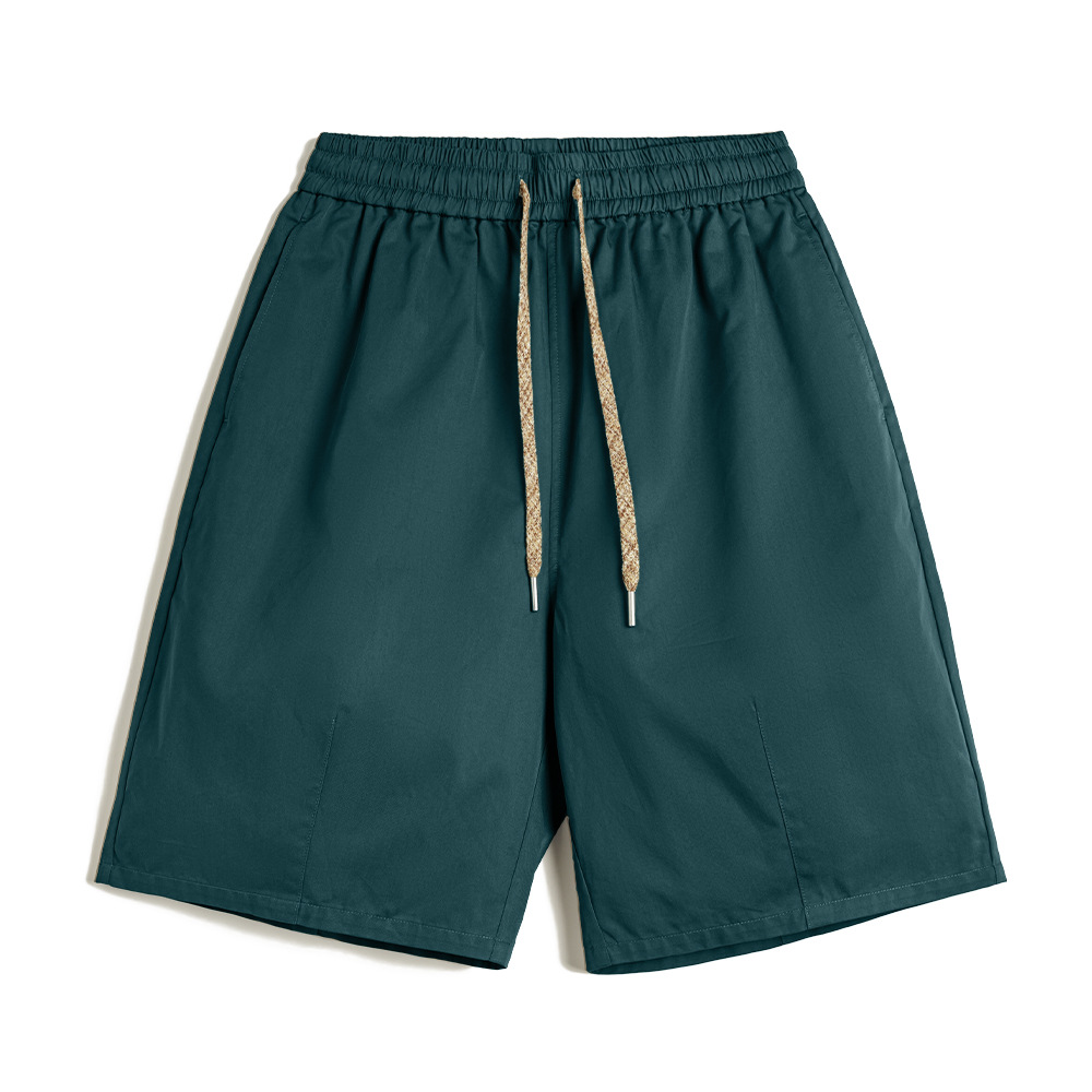 Summer American retro loose straight leg elastic waist drawstring shorts