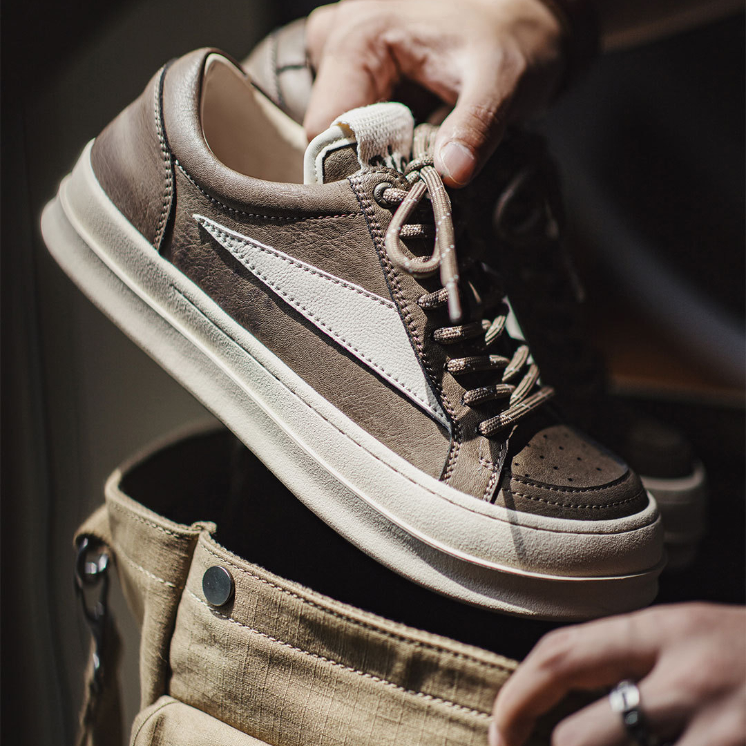 Autumn new men's retro RO thick sole height increasing brown cleanfit casual shoes