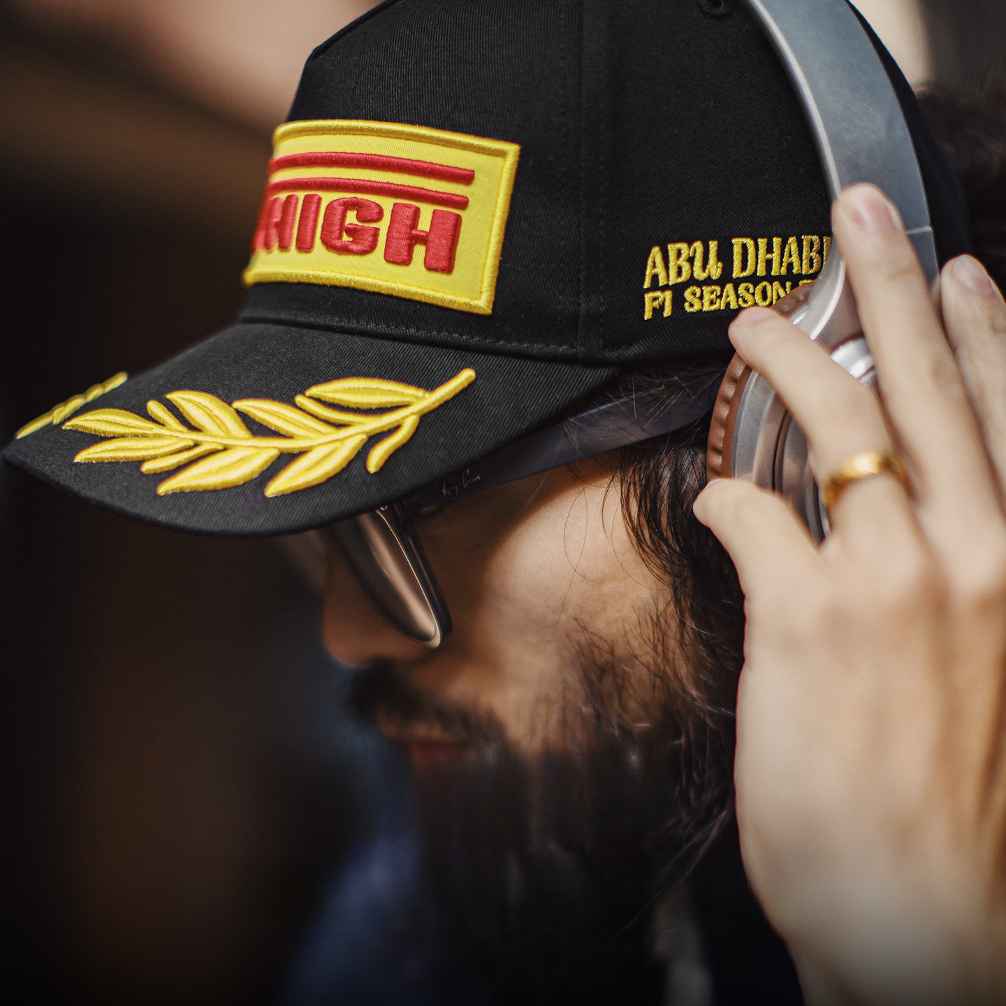 American F1 Champion Embroidered Flat Brimmed Black Baseball Cap