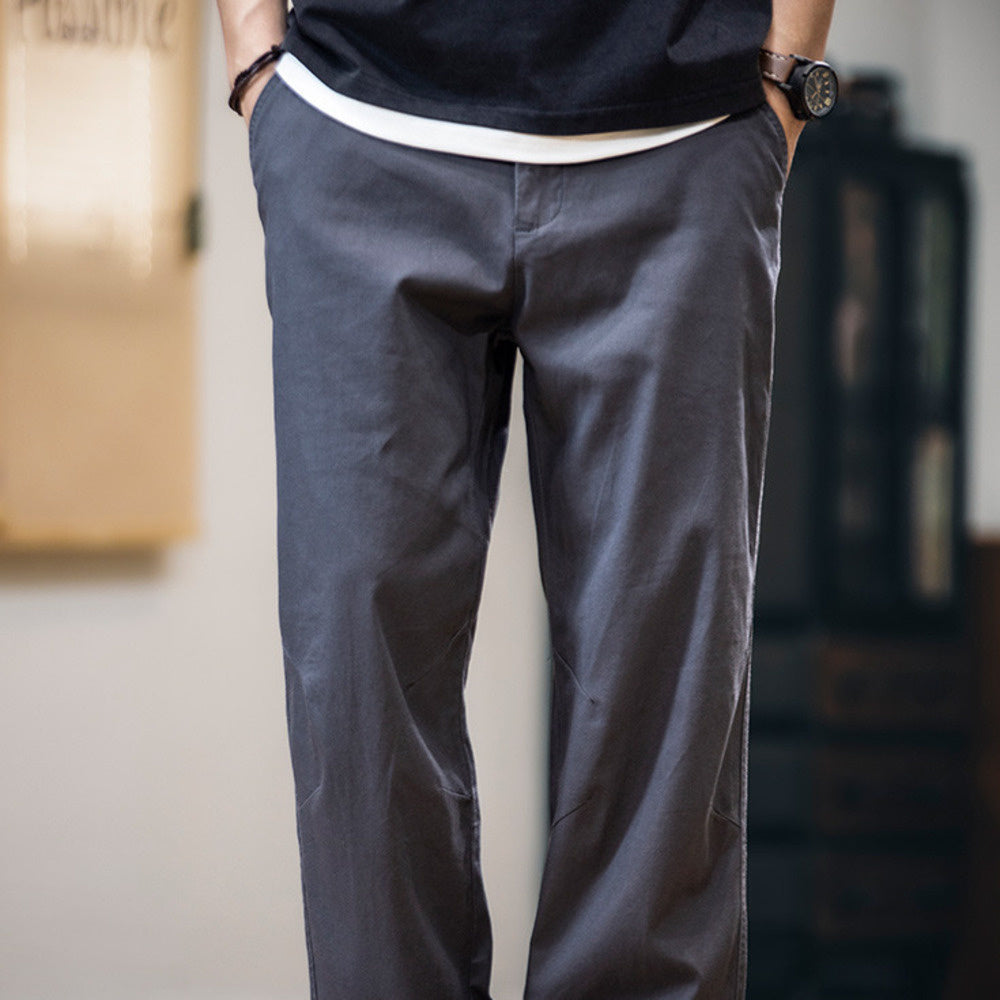 American retro men's spring new loose elastic straight leg casual pants