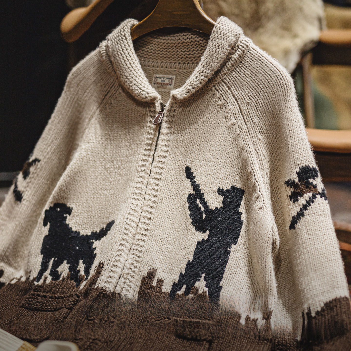 American Retro Embroidered Green Fruit Collar Vintage Style Sweater Jacket