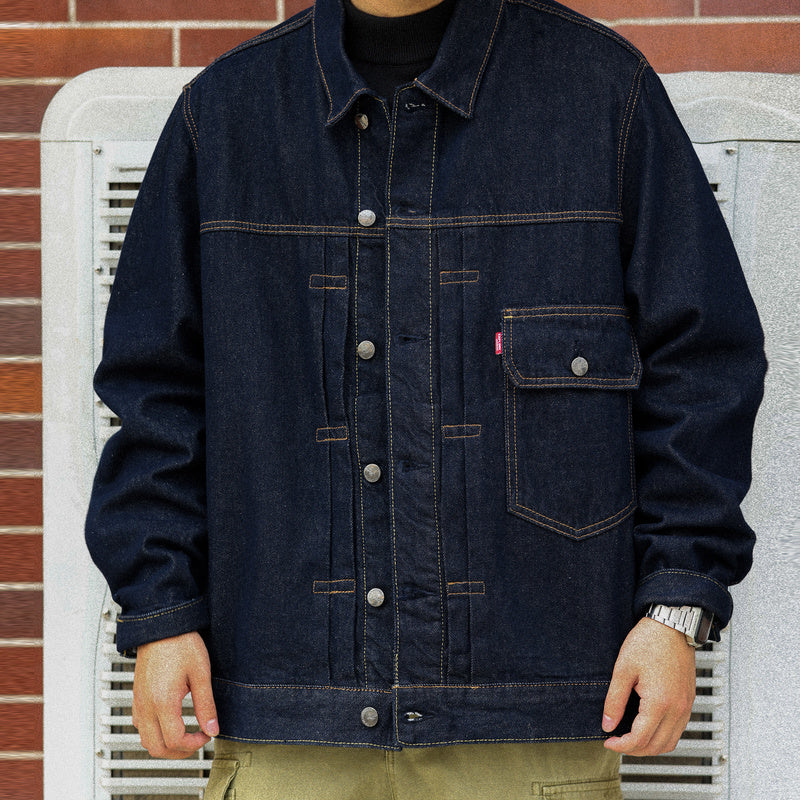 Storm Knight Cowboy Jacket, Deep Blue Amekhaki Collar, Bright Thread Jacket